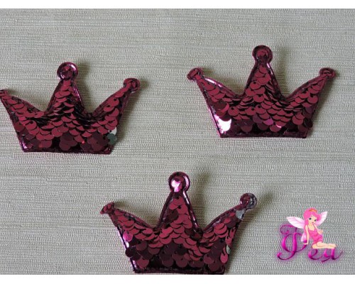 Патч 3D с двухсторон. пайетками "Корона" 6*4 см, фукси (1 шт)