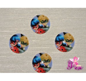 Кабошон стеклянный с рисунком 25 мм "Леди Баг  и Супер Кот 2" - 1шт