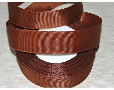 Однотонная репсовая лента 25 мм,  цв. коричневый -1 м