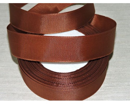 Однотонная репсовая лента 25 мм,  цв. коричневый -1 м