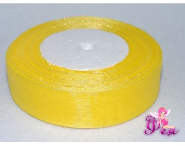 Лента органза 25 мм, цв.  желтый - 1м