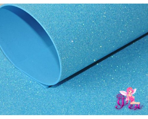 Фоамиран глиттерный 2мм, перламутровый, цв. бирюзовый -1 лист