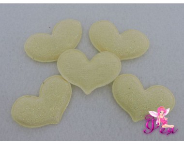 Патч с блестками "Сердце 3D" 5*4 см, лимонный