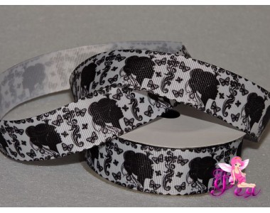 Репсовая лента 25 мм с рисунком " Девушка" - 1м