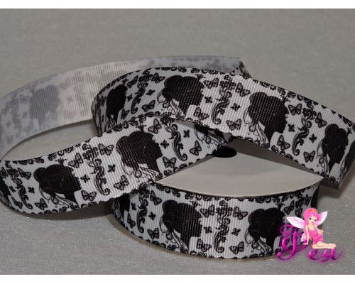 Репсовая лента 25 мм с рисунком " Девушка" - 1м