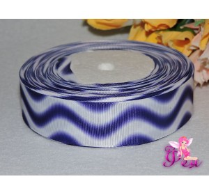 Репсовая лента градиент 25 мм, бело-фиолетовые волны