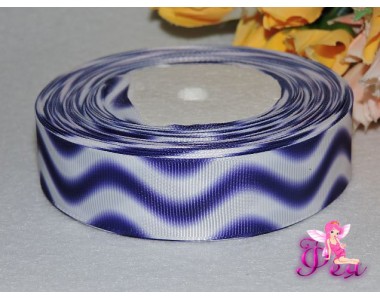 Репсовая лента градиент 25 мм, бело-фиолетовые волны