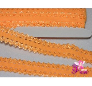 Тесьма-резинка с кружевом 2 см, светло-оранжевый