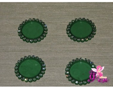 Крышечка-серединка со стразами 25 мм, цв. зеленый 1 шт