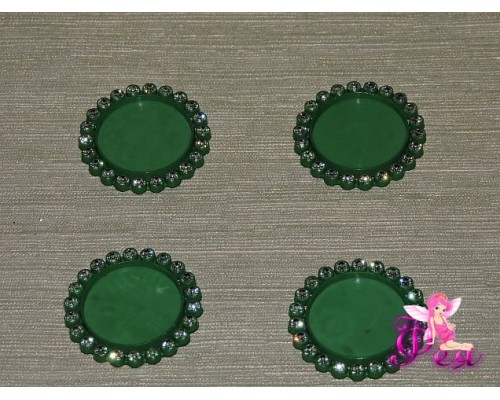 Крышечка-серединка со стразами 25 мм, цв. зеленый 1 шт