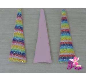 Патч 3D радужный, россыпь пайеток "Рог единорога" 10*3 см В