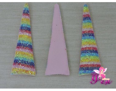 Патч 3D радужный, россыпь пайеток "Рог единорога" 10*3 см В