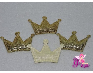 Патч с блестками "Корона 3D" 5*3,5 см, золото