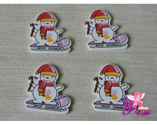 Фигурка из фанеры 35*31 мм "Снеговик на санях" (1 шт)