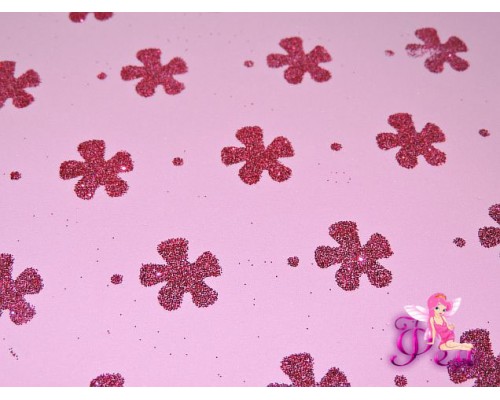 Фоамиран декоративный 2 мм (20*30 см), в цветочки ( розовый ) -1 лист 