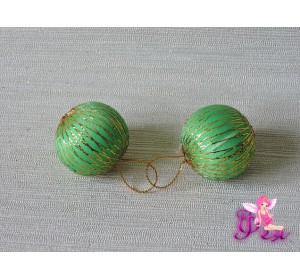 Шарик новогодний 2,7 см, зеленый с люрексом