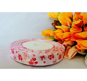 Лента декор. атласная с рис."балетки" ш.15мм белый