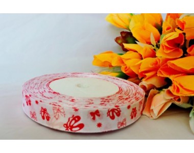 Лента декор. атласная с рис."балетки" ш.15мм белый