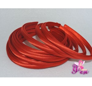 Ободок пластиковый в ткани 1 см, цв. красный