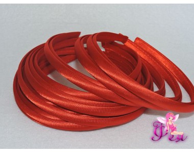 Ободок пластиковый в ткани 1 см, цв. красный
