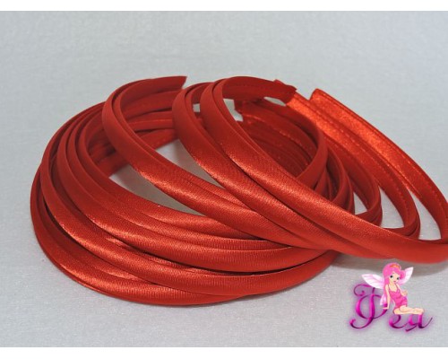 Ободок пластиковый в ткани 1 см, цв. красный