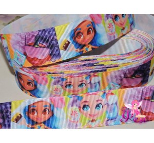 Лента репсовая 25 мм с рисунком «Hairdorables» (Хэрдораблс) № 2 - 1м