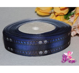 Репсовая лента с рисунком (мультики, 3D) 25мм, синего цвета под джинс.