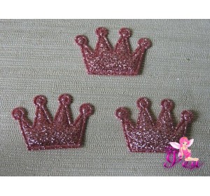 Патч с блестками 3*2,5 см "Корона", розовый (1 шт)