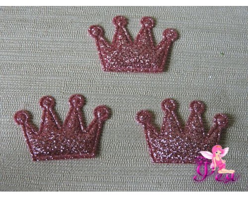 Патч с блестками 3*2,5 см "Корона", розовый (1 шт)