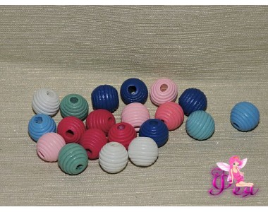 Бусина деревянная круглая "Рифленые" 13 мм, - 1шт