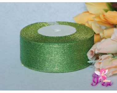 Парча 35мм, зеленый-золото