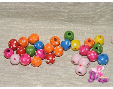 Бусина деревянная круглая " Горошек" 10 мм, - 1 шт