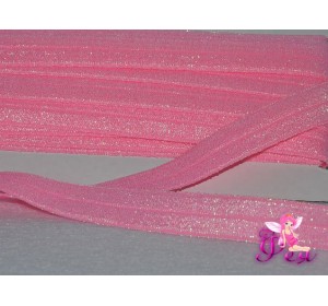 Тесьма эластичная с люрексом 15 мм, розовый -1 м