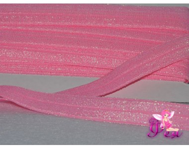 Тесьма эластичная с люрексом 15 мм, розовый -1 м
