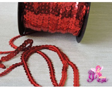 Пайетки на нитке 6мм, цв. красный - 1 м