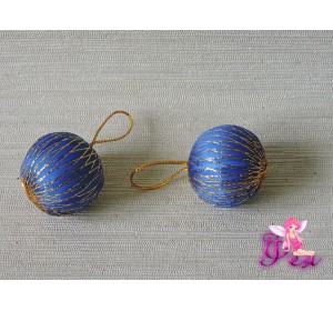 Шарик новогодний 2,7 см, синий с люрексом