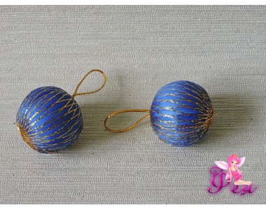 Шарик новогодний 2,7 см, синий с люрексом