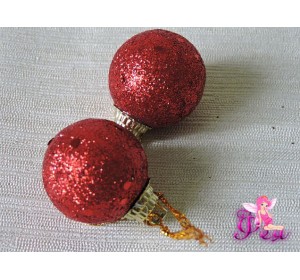 Шарик новогодний 2,7 см с блестками, красный