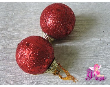 Шарик новогодний 2,7 см с блестками, красный