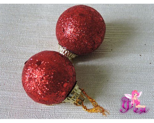 Шарик новогодний 2,7 см с блестками, красный
