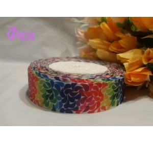 Атласная лента с рисунком "Микс" (мультики, 3D) 25мм