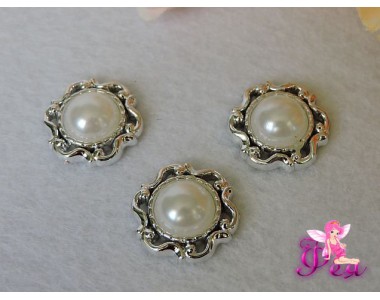 Кабошоны флоризель пластик, цв.серебро 22мм