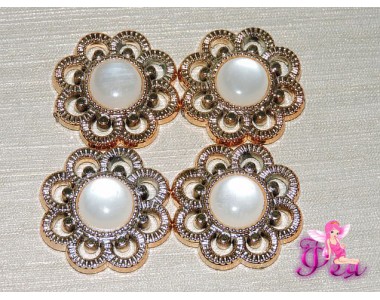 Кабошоны флоризель 35 мм, пластик цв.золото.