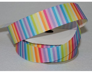 Репсовая лента 25 мм с рисунком "Радужные полоски"