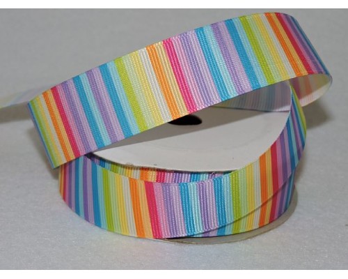 Репсовая лента 25 мм с рисунком "Радужные полоски"