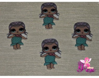 Кабошон-вырубка  39*25 мм, Лол русалка  (пластик)  - 1шт