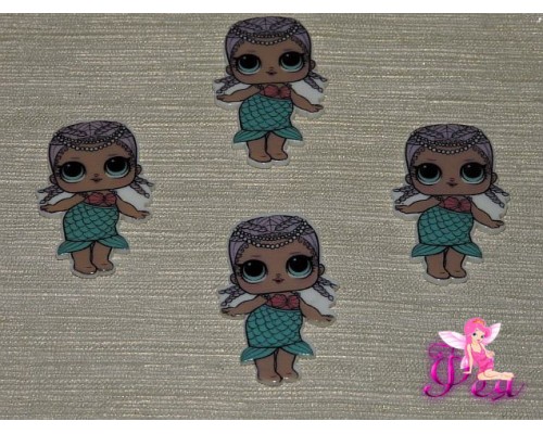 Кабошон-вырубка  39*25 мм, Лол русалка  (пластик)  - 1шт