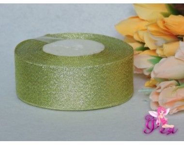 Парча 35мм , цв. салатовый-серебро