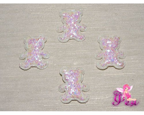 Патч с глиттером перламутр 30*33 см, цв. белый - 1 шт