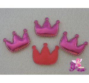 Патч 3D, кожзам " Корона"3,5*3см, фукси